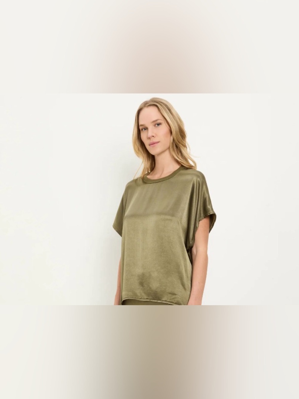 Michael Stars Flow Satin Olive Short-Sleeve Tee